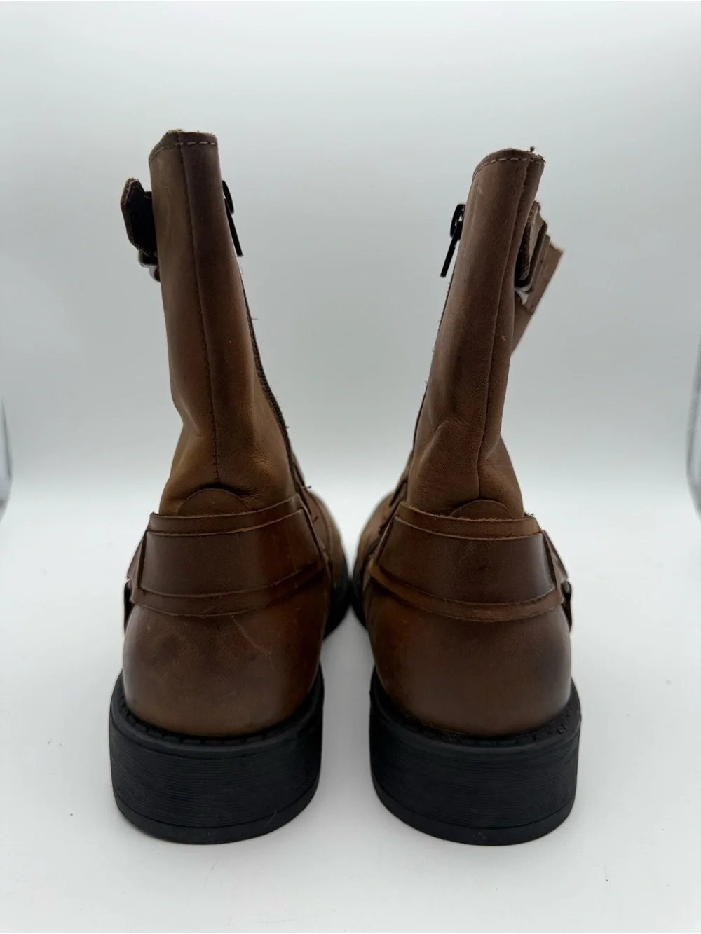 BRAND NEW NATHA STUDIO COACH 207 SZ 10 Men's Leather Zip-Up Biker Boots Brown